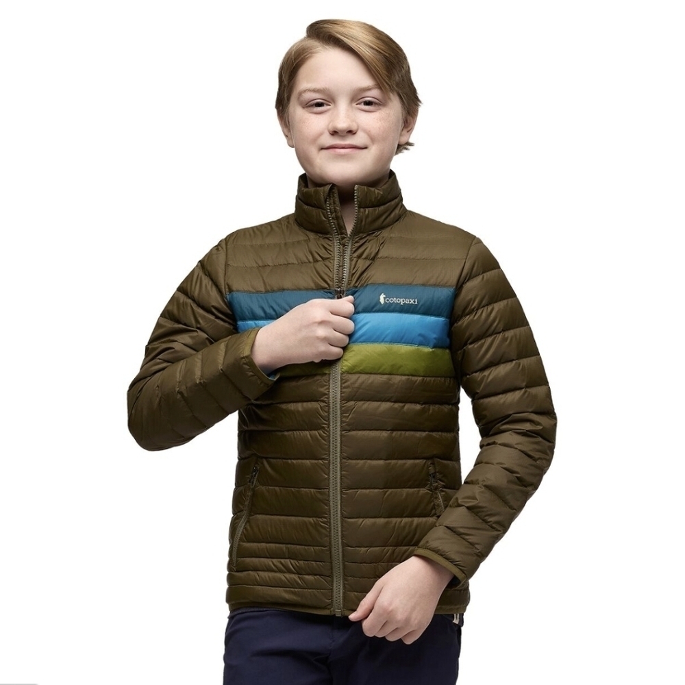 NWT Cotopaxi Kids Fuego Down Jacket-Live Oak Stripes